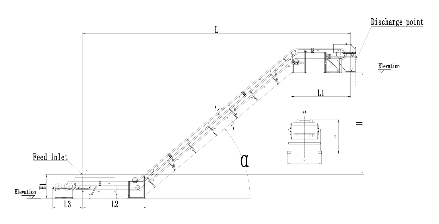 corrugated sidewall belt conveyor drawing