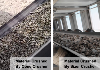 cone crusher and sizer crusher applied to limestone crushing comparison