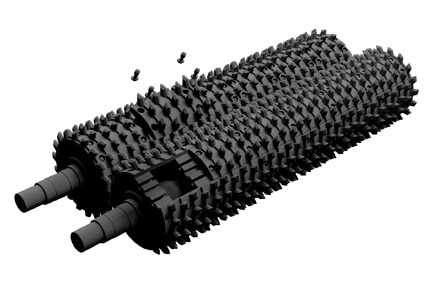secondary sizer crusher toothed roller